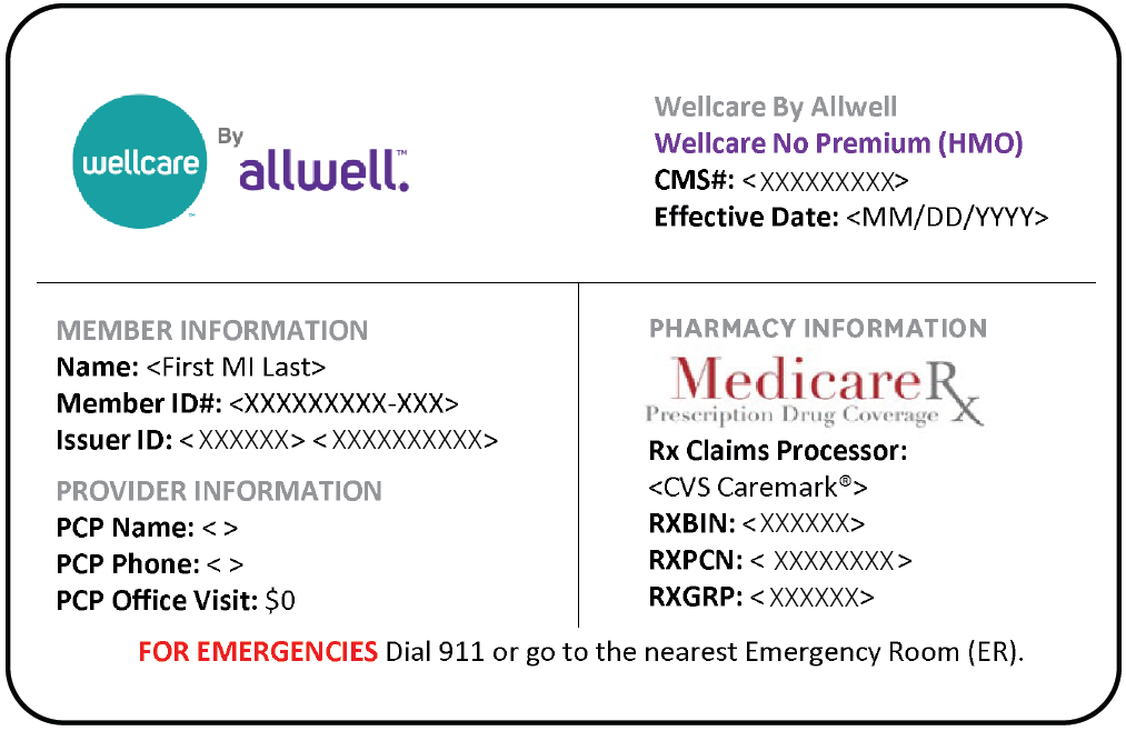 Wellcare by Allwell member ID card