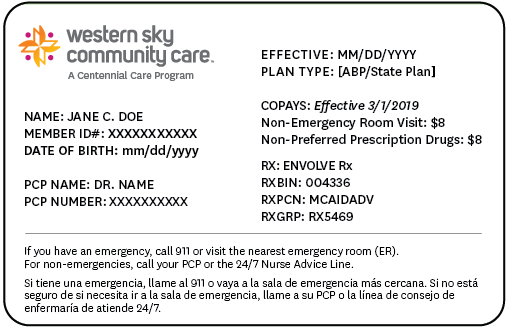 Western Sky Community Care member ID